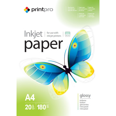 Фотобумага PrintPro глянцевая 180г/м2 A4 20л (PGE180020A4)