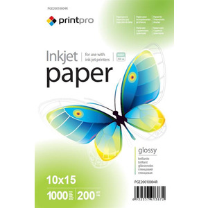 Фотопапір PrintPro глянцевий 200г/м2 10x15см 1000арк (PGE20010004R)
