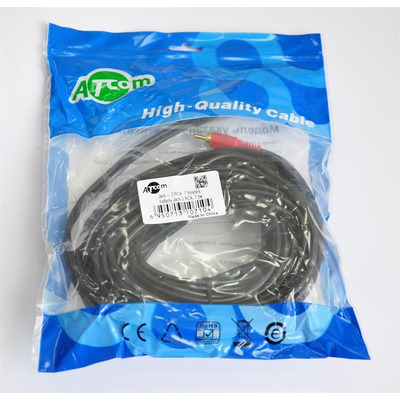 Аудио-кабель Atcom 3.5 мм - 2xRCA (M/M), 7.5 м, черный (10710) пакет