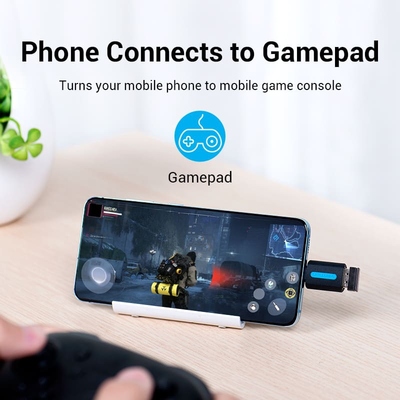 Перехідник USB 2.0 Type-C --> USB AF (OTG) Black PVC Vention