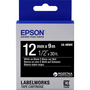 Картридж зі стрічкою Epson LabelWorks LK4BWV 12 мм 9 м Black/White (C53S654009)