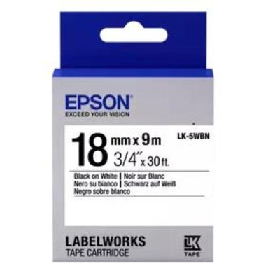 Картридж зі стрічкою Epson LK5WBN принтерів LW-400/LW-400VP/LW-600P/LW-700/LW-Z710/LW-900P/LW-1000P/LW-Z5000BE Std Blk/Wht 18mm/9m