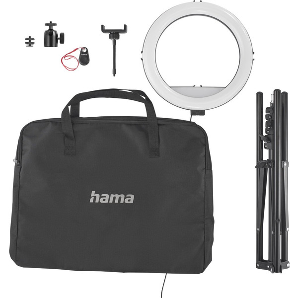 Трипод смартфону Hama Steady-120 V2, кулястий, 185см, Bluetooth, зі світлодіодним кільцем, чорний