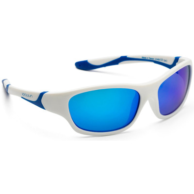 Дитячі сонцезахисні окуляри Koolsun Sport біло-блакитні (Розмір 3+) (KS-SPWHSH003)