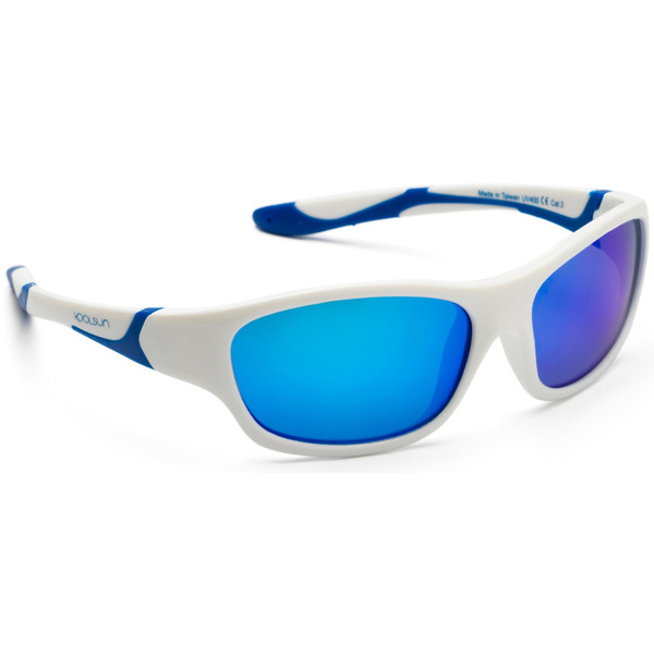Детские солнцезащитные очки Koolsun Sport бело-голубые (Размер 3+) (KS-SPWHSH003)
