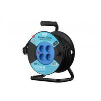 Удлинитель сетевой 2E 4хТип F, 3х1.5мм кв, 16A, на котушке, 20м, чёрно-синий