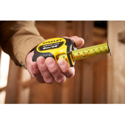 Рулетка вимірювальна CONTROL-LOCK довжиною 8 м/26, шириною 25 мм, в обгумованому корпусі, з подвійною шкалою STANLEY STHT37236-5