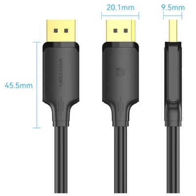 Кабель DisplayPort M - M 1.5м, V1.2, 4K 60 Гц 3D Dolby 7.1 Vention