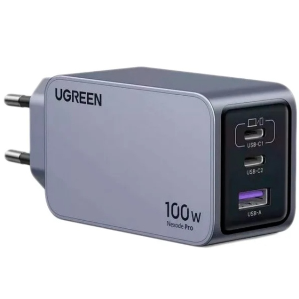 Зарядний пристрій Ugreen Nexode Pro X757 100W GaN (2хUSB-C+USB-A) Gray (25874)
