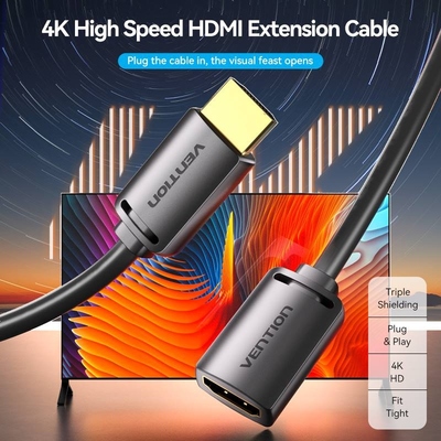 Кабель HDMI M - F (подовжувач), 2.0 м, V2.0, 4K 60Hz PVC Vention
