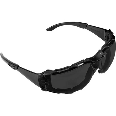 Окуляри захисні Neo Tools протиосколкові, клас захисту FT, гумові дужки, полікарбонат, темно сіий