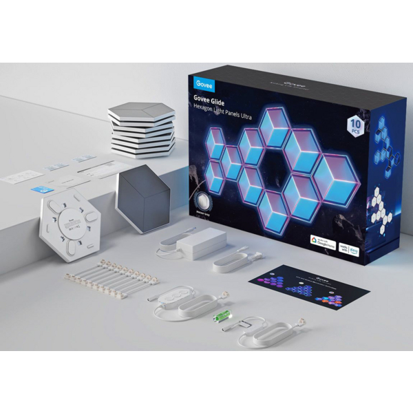 Набір настінних світильників Govee H606A Glide Hexagon Light, 7, RGBIC, WI-FI/Bluetooth, Білий (H606AC81)