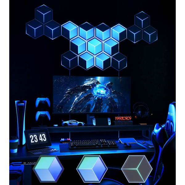 Набір настінних світильників Govee H606A Glide Hexagon Light, 7, RGBIC, WI-FI/Bluetooth, Білий (H606AC81)