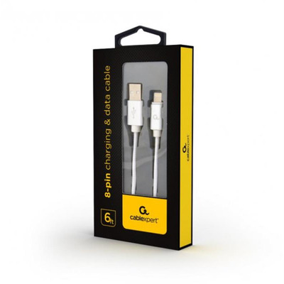 Кабель Cablexpert USB - Lightning (M/M), 1.8 м, серебристый (CCB-mUSB2B-AMLM-6-S)