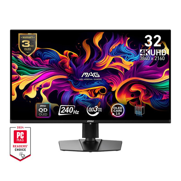 Монітор MSI 31.5" MAG 321UPX-QD 2xHDMI, DP, USB-C, Audio, OLED, 3840x2160, 240Hz, 0.03ms, DCI-P3 99%, AdaptiveSync, HAS, HDR400