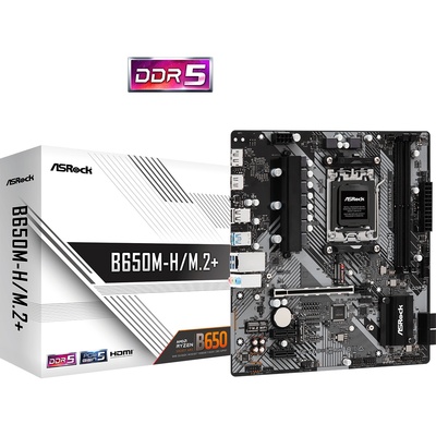 Материнська плата ASRock B650M-H/M.2+ (AM5/B650, 2*DDR5, PCIex16, DP/HDMI, 4xSATAІІІ, 2xM.2, GLan, 7.1ch, mATX)