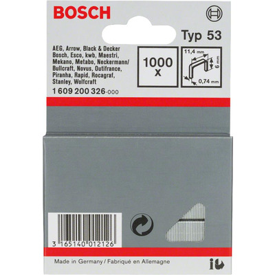 Скоби металеві Bosch, тип 53, 6х11.4х0.74мм, 1000шт