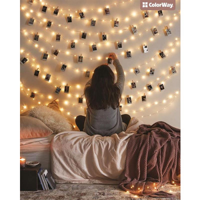 Світлодіодна гірлянда ColorWay (CW-LCP-40L42BU) 40LED, 4.2м, з прищіпками для фото, USB
