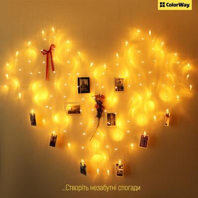 Светодиодная гирлянда ColorWay (CW-LCP-20L30B) 20LED, 3м, с прищепками для фото