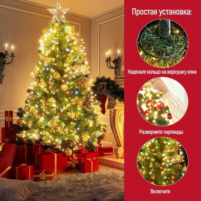 Светодиодная гирлянда ColorWay (CW-G-98L71CUMC) 98LED, 7x1.5м, 8 функций, разноцветная USB