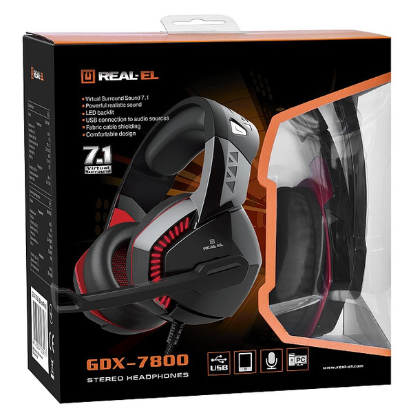 Навушники REAL-EL GDX-7800 Black/Red