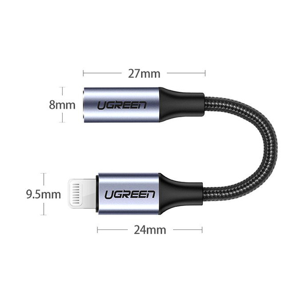 Перехідник Lightning to 3.5 mm 10cm Headphone Jack Adapter Model US211 UGREEN Сірий