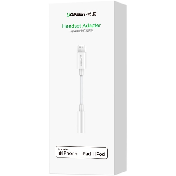 Перехідник Lightning to 3.5 mm 10cm Headphone Jack Adapter Model US212 UGREEN Білий