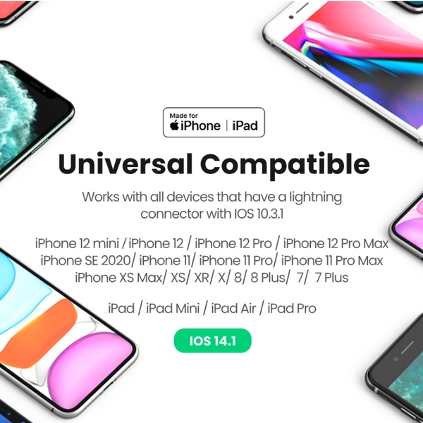 Перехідник Lightning to 3.5 mm 10cm Headphone Jack Adapter Model US212 UGREEN Білий