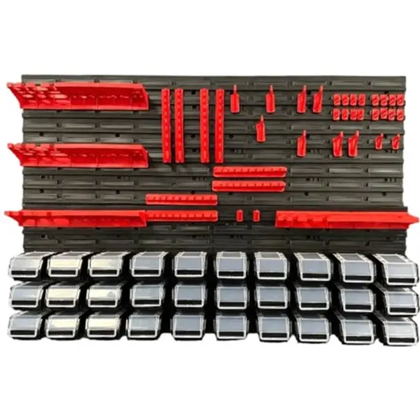 Панель подвесная с набором контейнеров, крючков и полок Kistenberg KS_kit12, 4 панели 57.6*1.8*39см, 30 контейнеров, 40 шляп, 4 полки, пластик