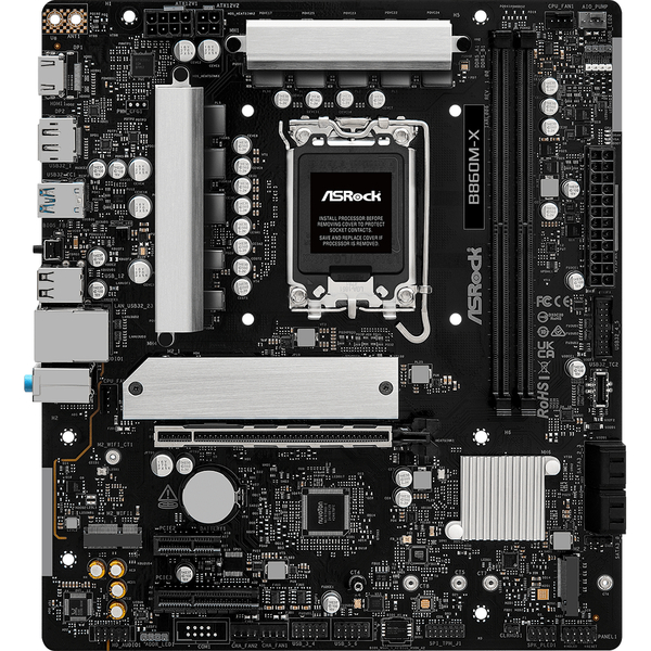 Материнська плата AsRock B860M-X (1851/B860, 2*DDR5, PCIex16, HDMI/DP, 4xSATA, 2xM.2, 2.5Glan, 7.1ch, mATX)