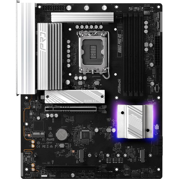 Материнська плата AsRock B860 Pro RS (1851/B860, 4*DDR5, 2*PCIex16, HDMI/DP, 4xSATA, 3xM.2, 2.5Glan, 7.1ch, ATX)