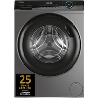 Стиральная машина Haier фронтальная, 9кг, 1400, A+++, 60см, дисплей, пар, инвертор, люк черный, прямой привод, серебристый