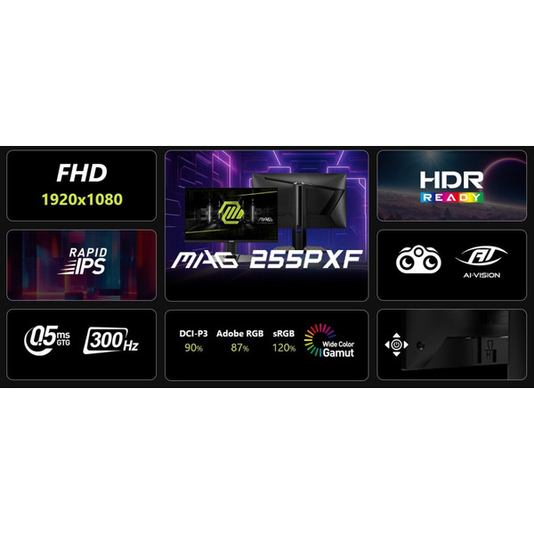 Монітор MSI 24.5" MAG 255PXF IPS Black 300Hz