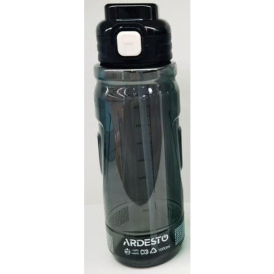 Пляшка для води Ardesto Sport 1000мл, пластик, чорний