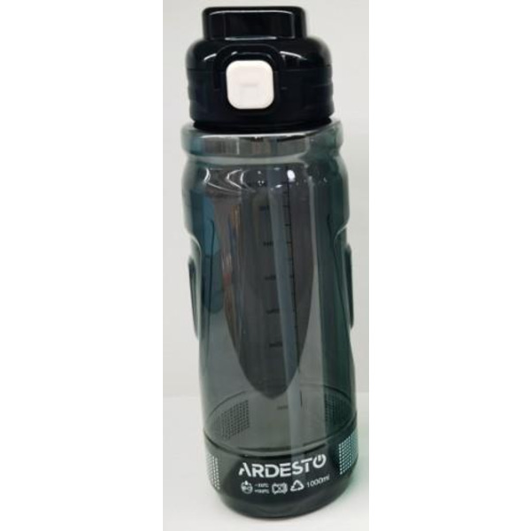 Пляшка для води Ardesto Sport 1000мл, пластик, чорний
