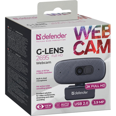 Веб-камера Defender G-lens 2695 FullHD 2K 1520p, 3.9МП