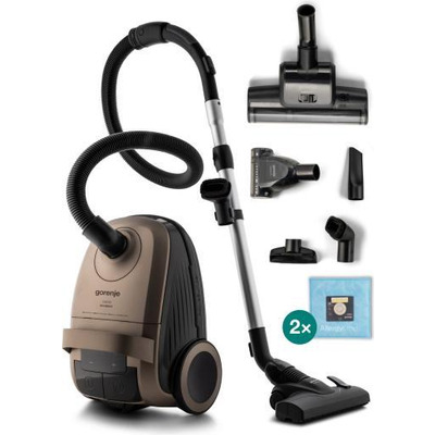 Пилосос Gorenje мішковий, 850Вт, конт пил -3л, HEPA, сенсорне упр, телескоп трубка, бронзовий