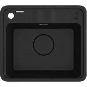 Мийка кухонна Deante Momi, граніт, квадрат, без крила, 500х440х230мм, чаша - 1, врізна, металічний графіт + кухонна дошка