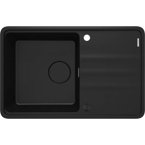Мийка кухонна Deante Momi, граніт, прямокут., з крилом, 780х500х230мм, чаша - 1, врізна, чорний матовий + кухонна дошка