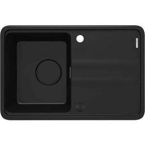 Мийка кухонна Deante Momi, граніт, прямокут., з крилом, 670х440х230мм, чаша - 1, врізна, чорний матовий + кухонна дошка