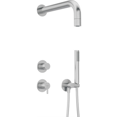 Душовий набір Deante Silia зі змішувачем, верхній душ, лійка, кріпл. - прихованого монтажу, матова сталь