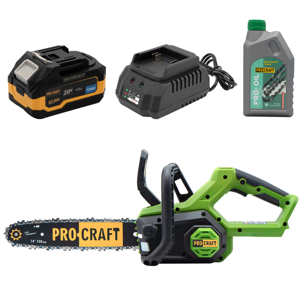 Акумуляторна ланцюгова пила Procraft PKA60 + 1 акб 4Аг Turbo + ЗП charger20/1