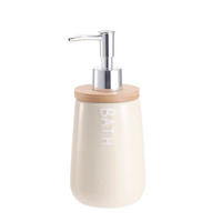 Диспенсер для мила Ardesto Prestigio 420мл, доломіт, бамбук, пластик, бежевий