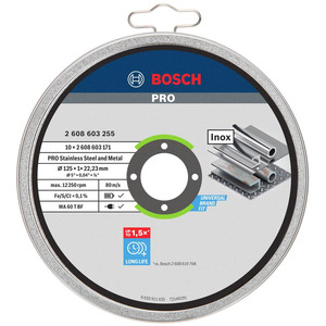 Диск відрізний Bosch Professional Stand по металу, 125х1.0х22.2мм, 10шт
