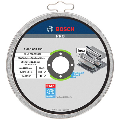 Диск відрізний Bosch Professional Stand по металу, 125х1.0х22.2мм, 10шт