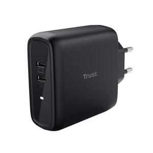 Зарядний пристрій мережевий Trust Maxo 65Вт, 2xUSB-C PD, чорний