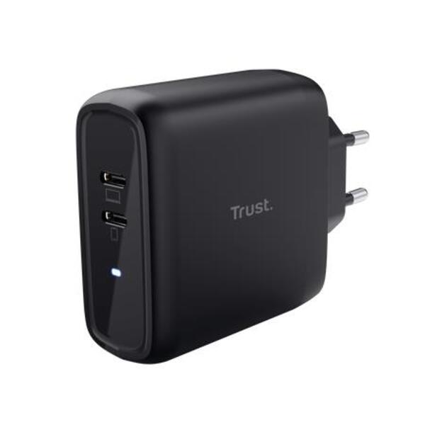 Сетевое зарядное устройство Trust Maxo 65W, 2xUSB-C PD, черное (25380_TRUST)
