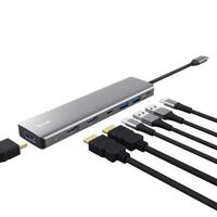 Адаптер Trust Dalyx 7in1 USB-C> 2xUSB-А 3.2/2xUSB-С/2xHDMI/Display Port, Алюміній, 0.16м, Сірий