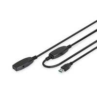 Подовжувач DIGITUS USB 3.0 Active Cable, A/M-A/F, 20м, чорний