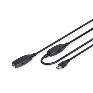 Подовжувач DIGITUS USB 3.0 Active Cable, A/M-A/F, 20м, чорний